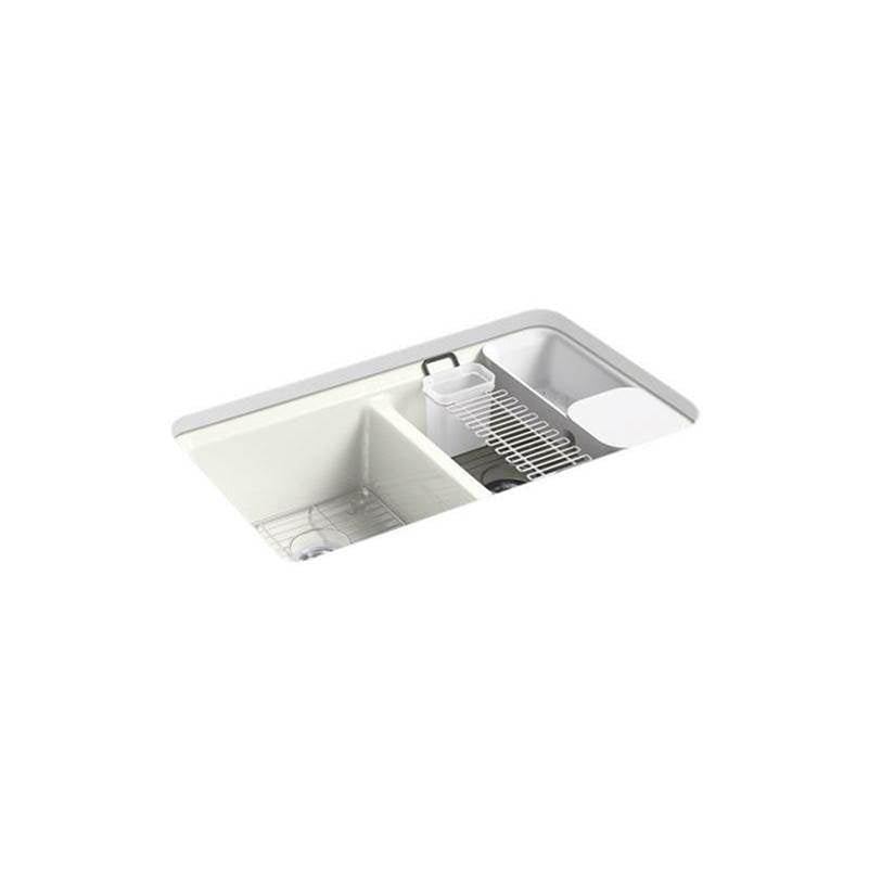 Kohler - Riverby 33'' undermount double-bowl workstation kitchen sink - Dune