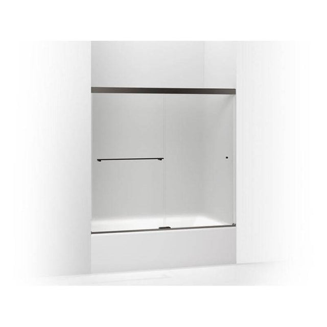 Kohler - Revel Sliding bath door, 62'' H x 56-5/8 - 59-5/8'' W, with 5/16'' thick Frosted glass - Anodized Dark Bronze
