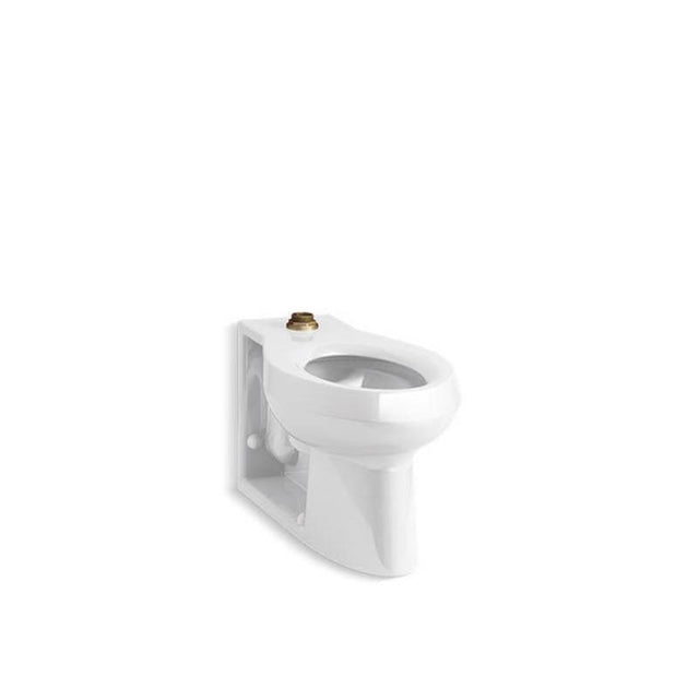 Kohler - AngleseyE Floor-mount top spud flushometer bowl with integral seat - White