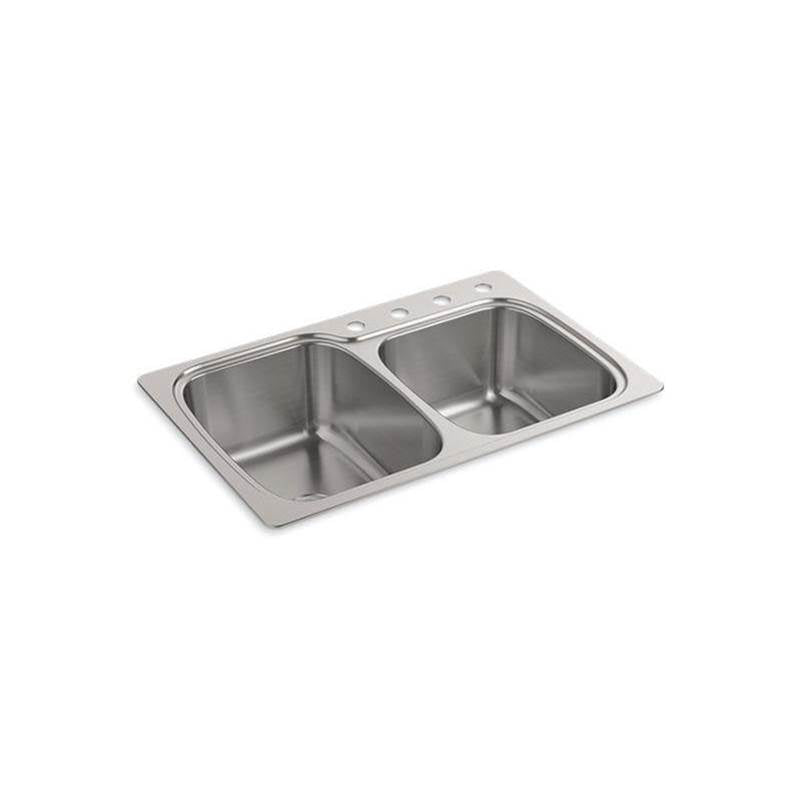 Kohler - VerseE 33'' top-/undermount double-bowl kitchen sink - Stainless Steel