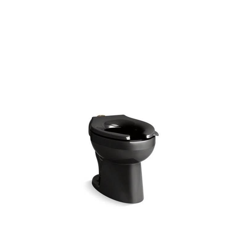 Kohler - WellcommeE Ultra Floor-mount top spud flushometer bowl with bedpan lugs - Black