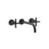 Kohler - Purist Wall-mount bathroom sink faucet trim with Cross handles, 1.2 gpm - Matte Black
