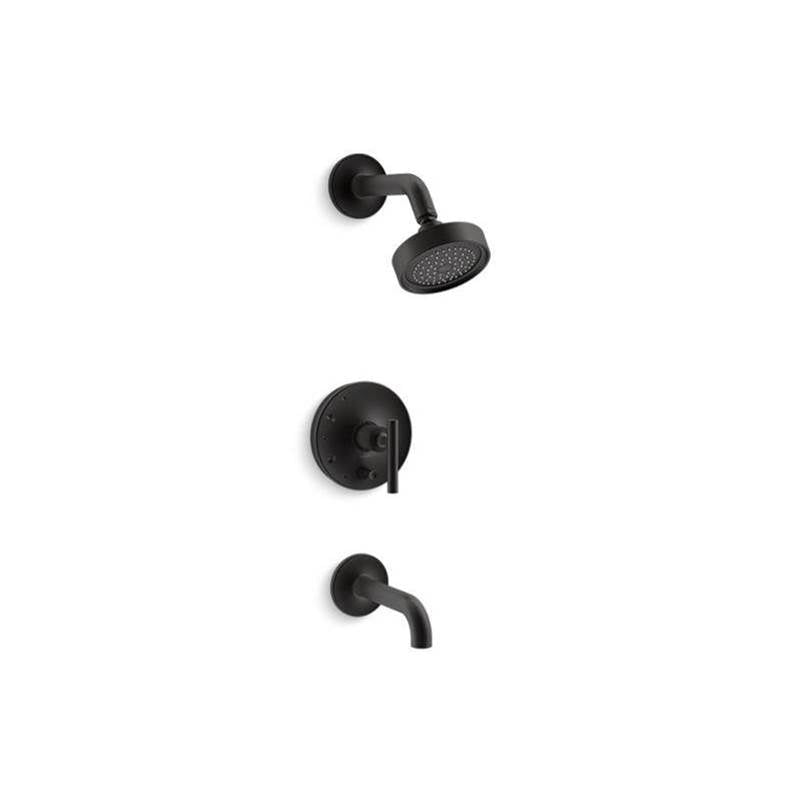 Kohler - Purist Rite-Temp bath and shower trim kit with push-button diverter and lever handle, 2.5 gpm - Matte Black