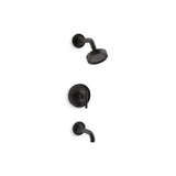 Kohler - Purist Rite-Temp bath and shower trim kit with push-button diverter and lever handle, 2.5 gpm - Matte Black