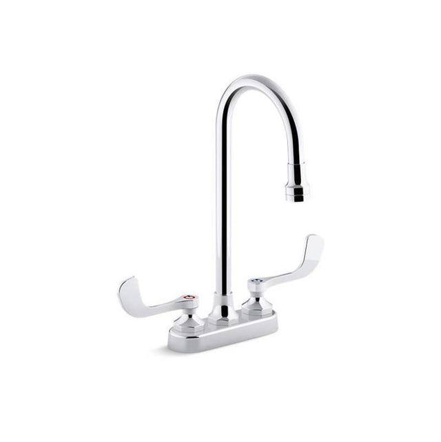Kohler - Triton Bowe 1.0 gpm centerset bathroom sink faucet with aerated flow, gooseneck spout and wristblade handles, drain not included - Polished Chrome