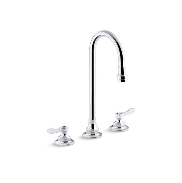 Kohler - Triton Bowe 0.5 gpm widespread bathroom sink faucet with aerated flow, gooseneck spout and lever handles, drain not included - Polished Chrome