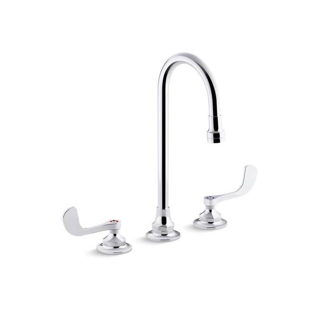 Kohler - Triton Bowe 1.0 gpm widespread bathroom sink faucet with laminar flow, gooseneck spout and wristblade handles, drain not included - Polished Chrome