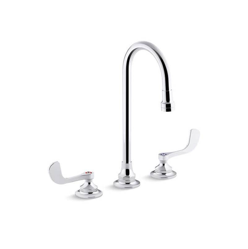 Kohler - Triton Bowe 1.0 gpm widespread bathroom sink faucet with aerated flow, gooseneck spout and wristblade handles, drain not included - Polished Chrome