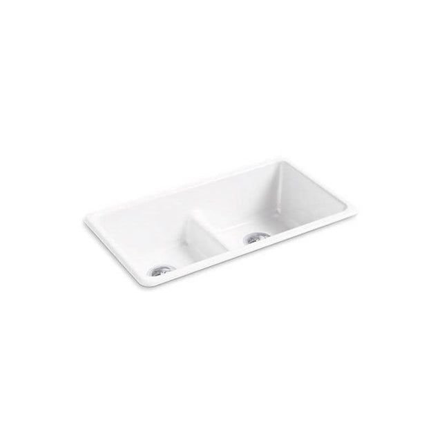 Kohler - Iron/Tones Smart Divide 33'' top-/undermount double-bowl kitchen sink - White