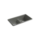 Kohler - Iron/Tones Smart Divide 33'' top-/undermount double-bowl kitchen sink - Thunder Grey