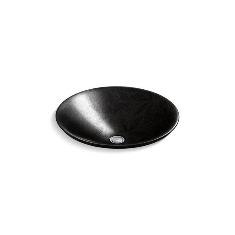 Kohler - SartorialE Paisley Carillon 17-1/2'' round drop-in bathroom sink, no overflow - Black Sartorial Paisley