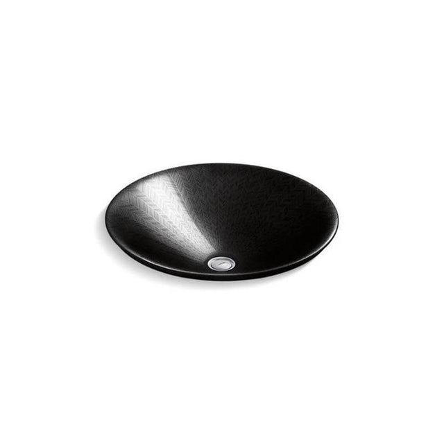 Kohler - SartorialE Herringbone Carillon 17-1/2'' round drop-in bathroom sink, no overflow - Black Sartorial Herringbone
