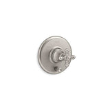 Kohler - Artifacts Rite-Temp valve trim with push-button diverter and cross handle - Vibrant Brushed Nickel