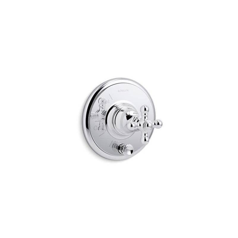 Kohler - Artifacts Rite-Temp valve trim with push-button diverter and cross handle - Polished Chrome