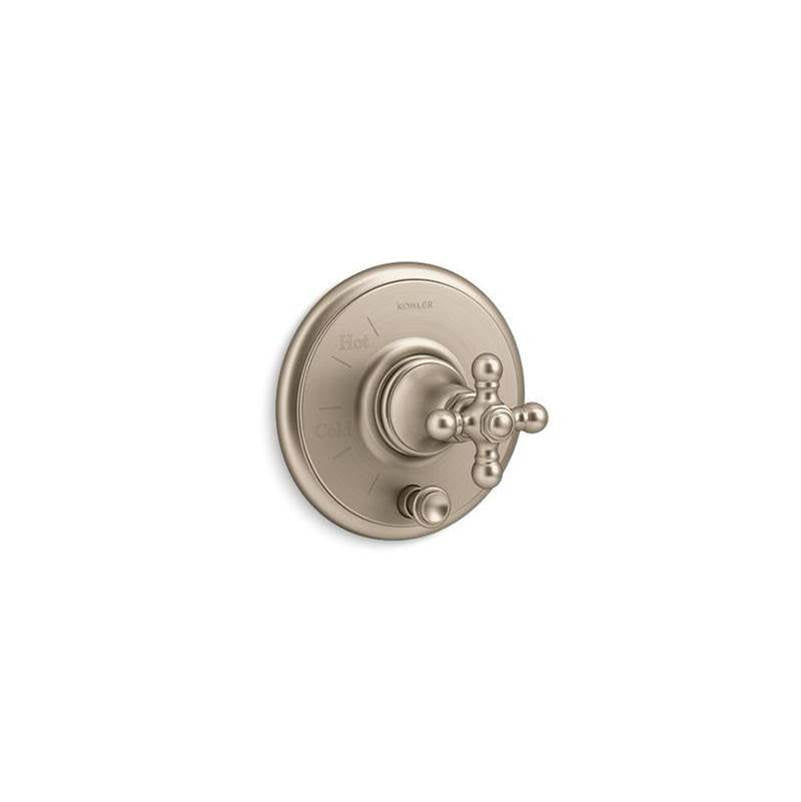 Kohler - Artifacts Rite-Temp valve trim with push-button diverter and cross handle - Vibrant Brushed Bronze