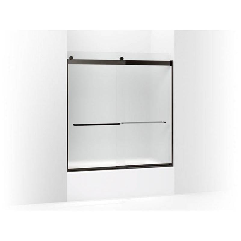 Kohler - Levity Sliding bath door, 62'' H x 56-5/8 - 59-5/8'' W, with 1/4'' thick Frosted glass - Anodized Dark Bronze