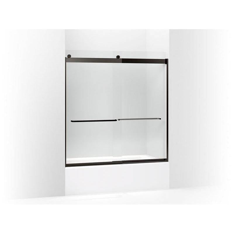 Kohler - Levity Sliding bath door, 62'' H x 56-5/8 - 59-5/8'' W, with 1/4'' thick Crystal Clear glass - Anodized Dark Bronze