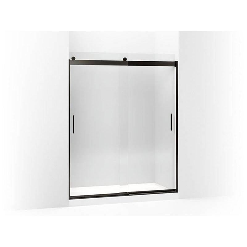 Kohler - Levity Sliding shower door, 74'' H x 56-5/8 - 59-5/8'' W, with 1/4'' thick Crystal Clear glass - Anodized Dark Bronze
