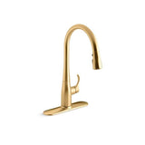 Kohler - Simplice Pull-down kitchen sink faucet with three-function sprayhead - Vibrant Brushed Moderne Brass