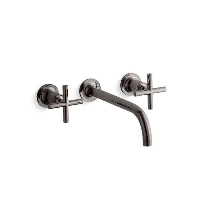 Kohler - Purist Wall-mount bathroom sink faucet trim with Cross handles, 1.2 gpm - Vibrant Titanium