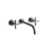 Kohler - Purist Wall-mount bathroom sink faucet trim with Cross handles, 1.2 gpm - Vibrant Titanium