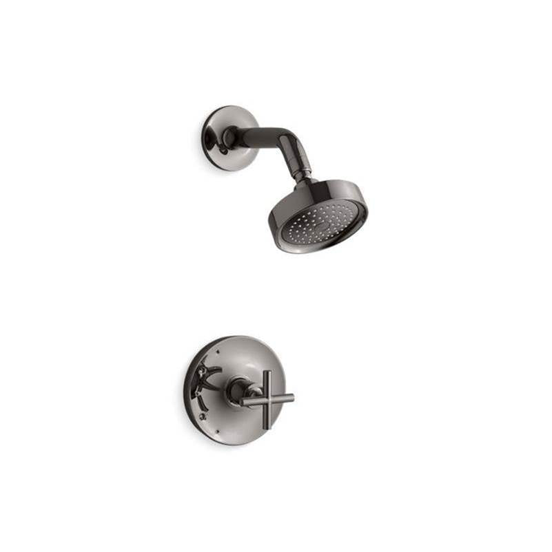 Kohler - Purist Rite-Temp shower trim kit with cross handle, 2.5 gpm - Vibrant Titanium