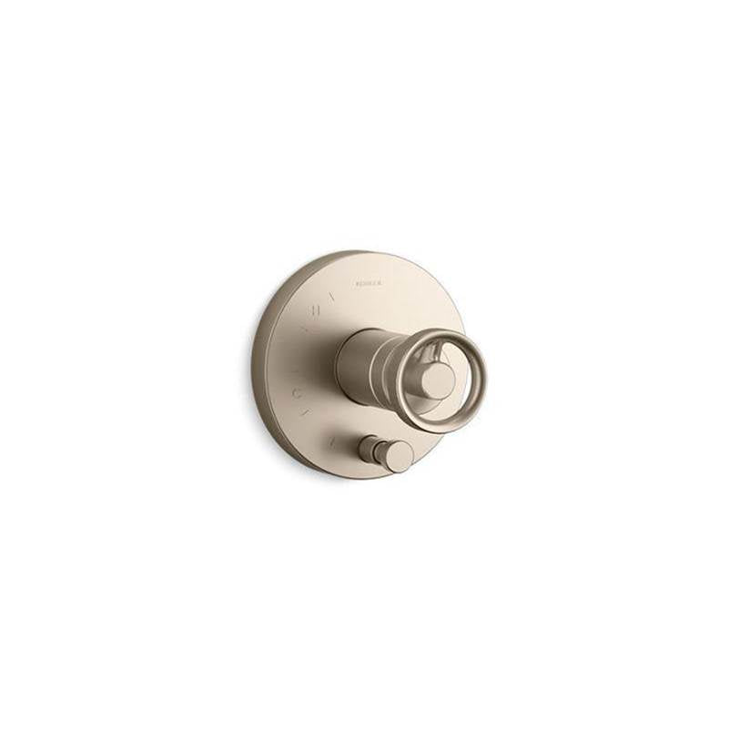 Kohler - Components Rite-Temp valve trim with Industrial handle and diverter - Vibrant Brushed Bronze