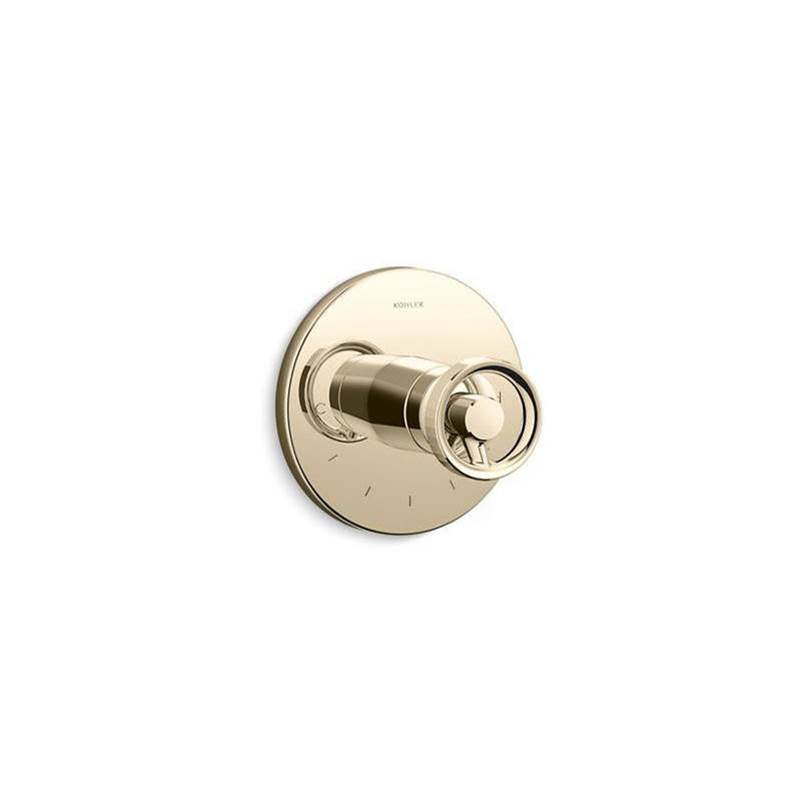 Kohler - Components MasterShower temperature control valve trim with Industrial handle - Vibrant French Gold