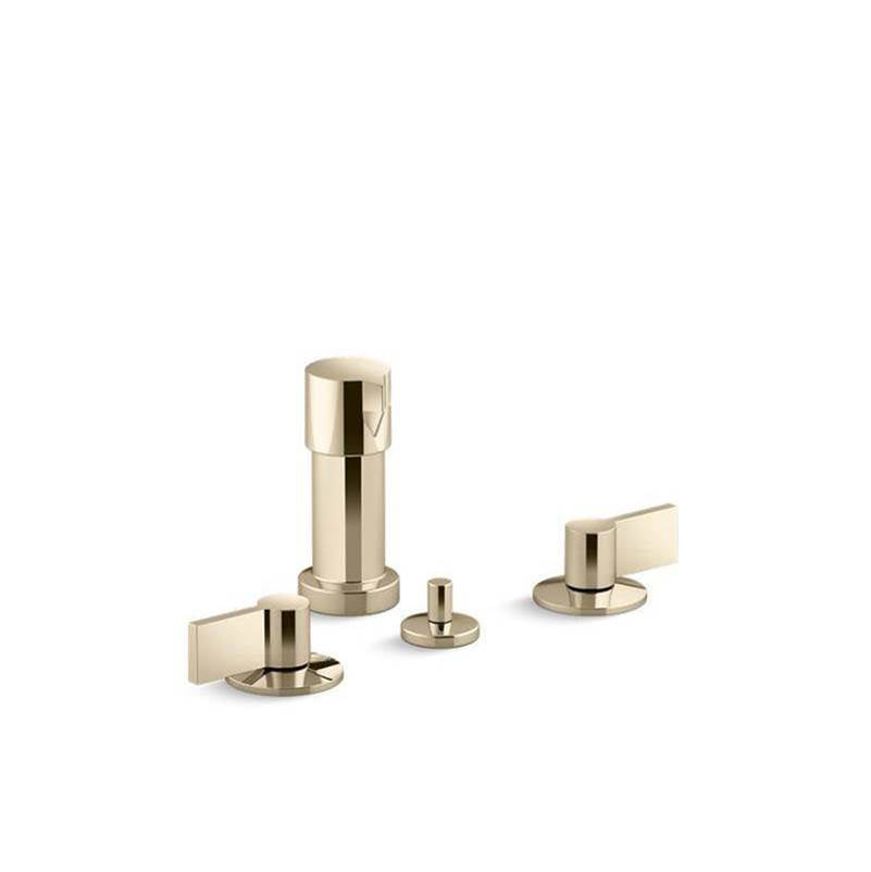 Kohler - Components Widespread bidet faucet with Lever handles - Vibrant French Gold