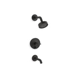 Kohler - Purist Rite-Temp bath and shower trim kit with push-button diverter and cross handle, 2.5 gpm - Matte Black