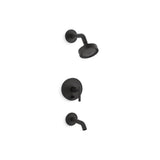 Kohler - Purist Rite-Temp bath and shower trim kit with push-button diverter and lever handle, 2.5 gpm - Matte Black