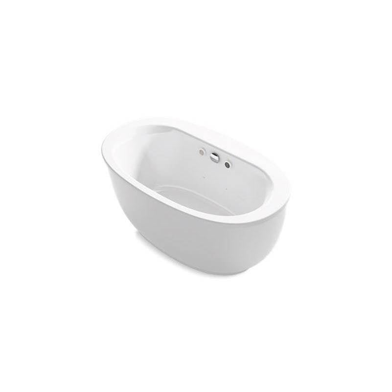 Kohler - Sunstruck 60-1/2'' x 34-1/2'' freestanding Heated BubbleMassageE air bath with Bask heated surface and fluted shroud - White