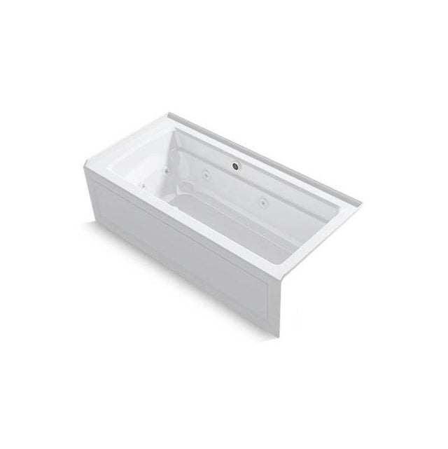Kohler - Archer 66'' x 32'' alcove Heated BubbleMassageE air bath and whirlpool, right drain - White