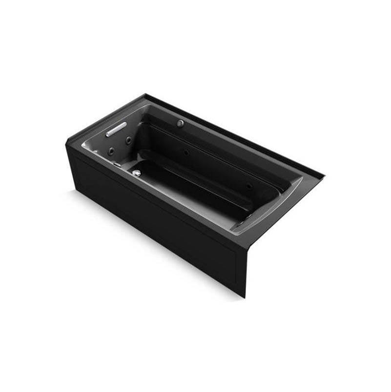 Kohler - Archer 72'' x 36'' alcove Heated BubbleMassageE air bath and whirlpool, left drain - Black