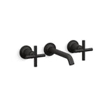 Kohler - Purist Wall-mount bathroom sink faucet trim with Cross handles, 1.2 gpm - Matte Black