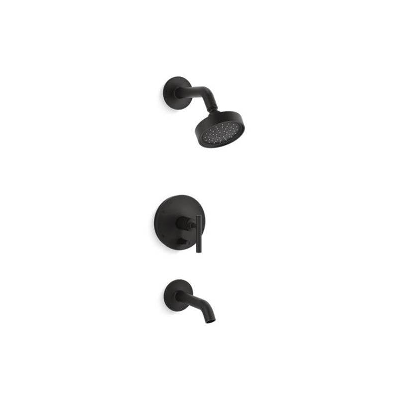 Kohler - Purist Rite-Temp bath and shower trim kit with push-button diverter and lever handle, 1.75 gpm - Matte Black