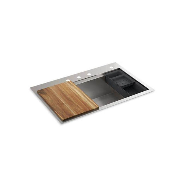 Kohler - Lyric Workstation 33'' top-/undermount single-bowl kitchen sink - Stainless Steel
