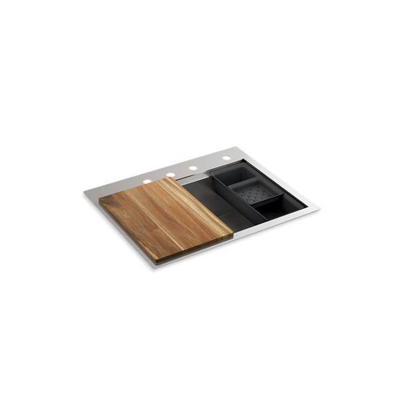 Kohler - Lyric Workstation 27'' top-/undermount single-bowl kitchen sink - Stainless Steel
