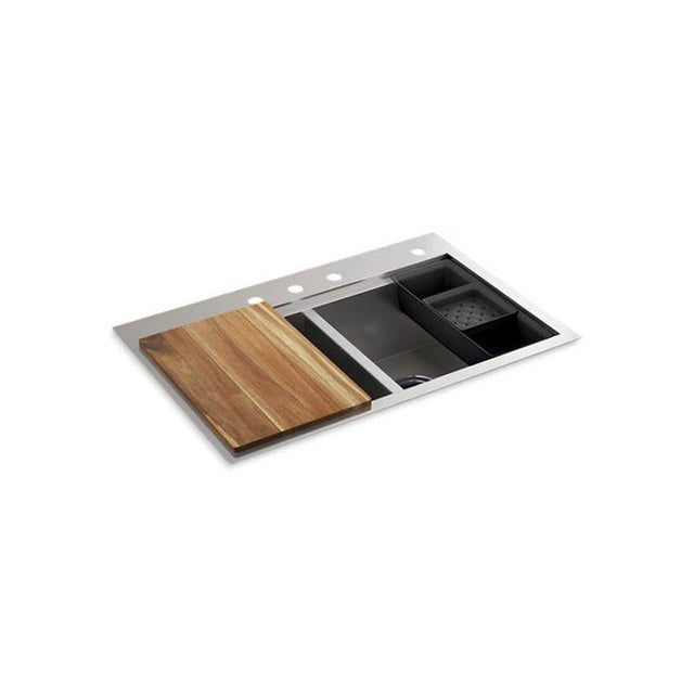 Kohler - Lyric Workstation 33'' top-/undermount double-bowl kitchen sink - Stainless Steel