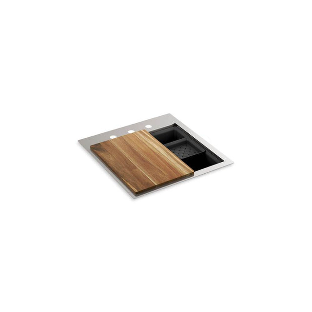 Kohler - Lyric Workstation 20-1/2'' top-/under-mount single-bowl bar sink - Stainless Steel