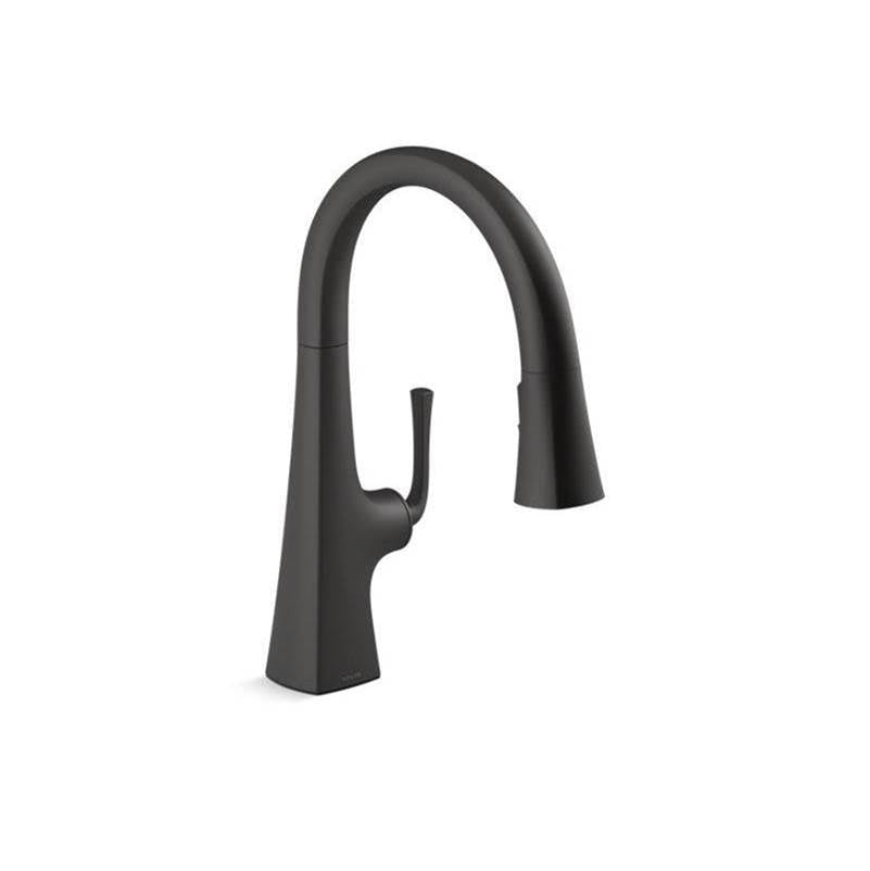 Kohler - Graze Pull-down kitchen sink faucet with three-function sprayhead - Matte Black