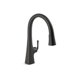 Kohler - Graze Touchless pull-down kitchen sink faucet with KOHLER KonnectE and three-function sprayhead - Matte Black