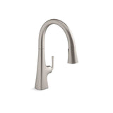 Kohler - Graze Touchless pull-down kitchen sink faucet with KOHLER KonnectE and three-function sprayhead - Vibrant Stainless