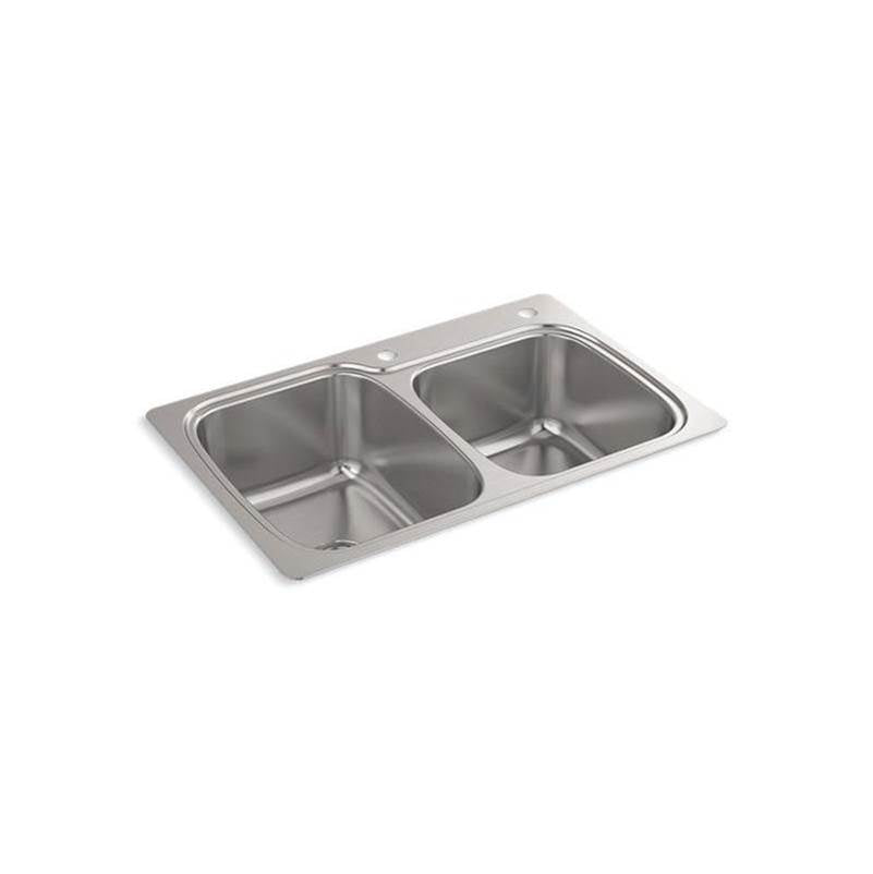 Kohler - All-In-One 33'' top-/undermount double-bowl kitchen sink - Stainless Steel