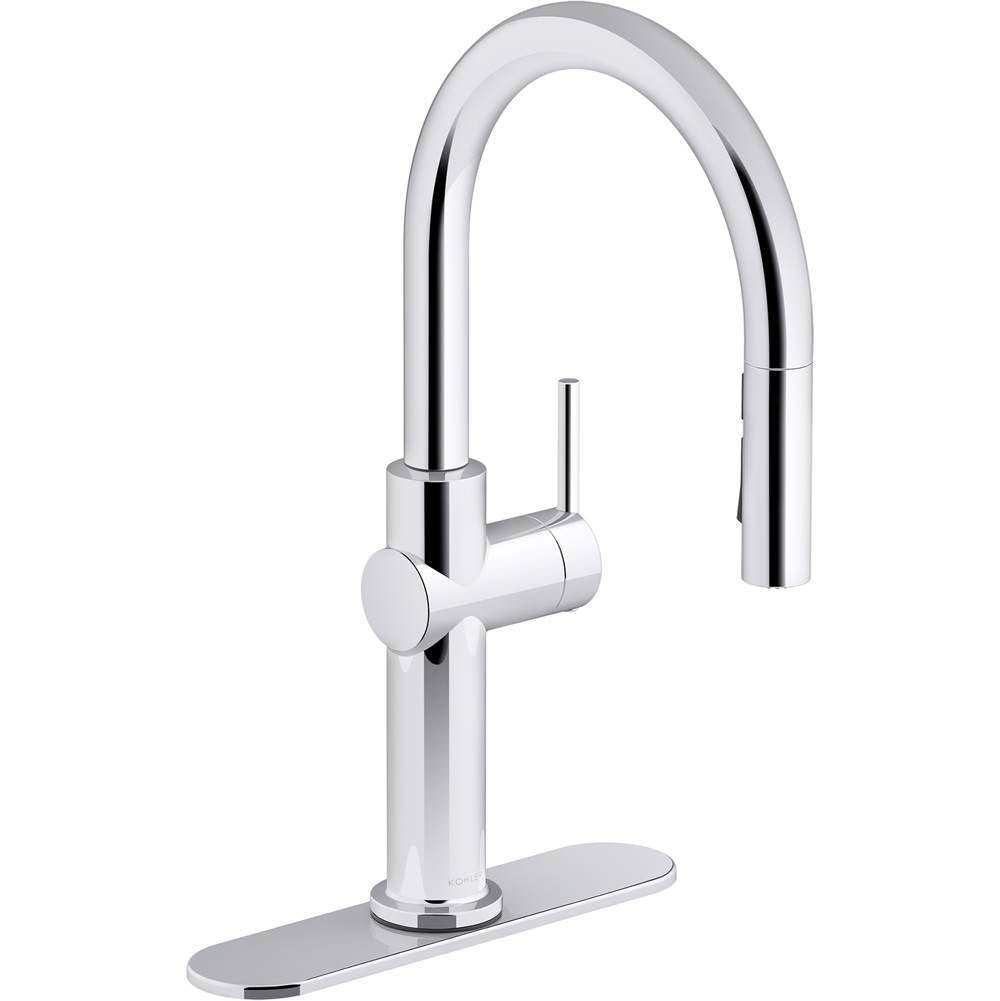 Crue Pull-down kitchen sink faucet with three-function sprayhead