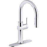 Crue Pull-down kitchen sink faucet with three-function sprayhead