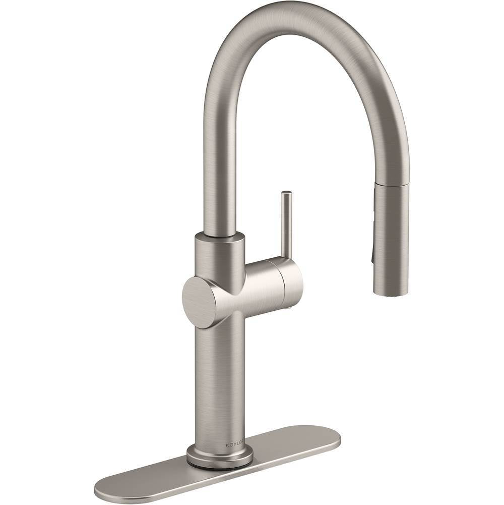 Crue Pull-down kitchen sink faucet with three-function sprayhead