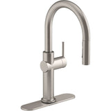 Crue Pull-down kitchen sink faucet with three-function sprayhead