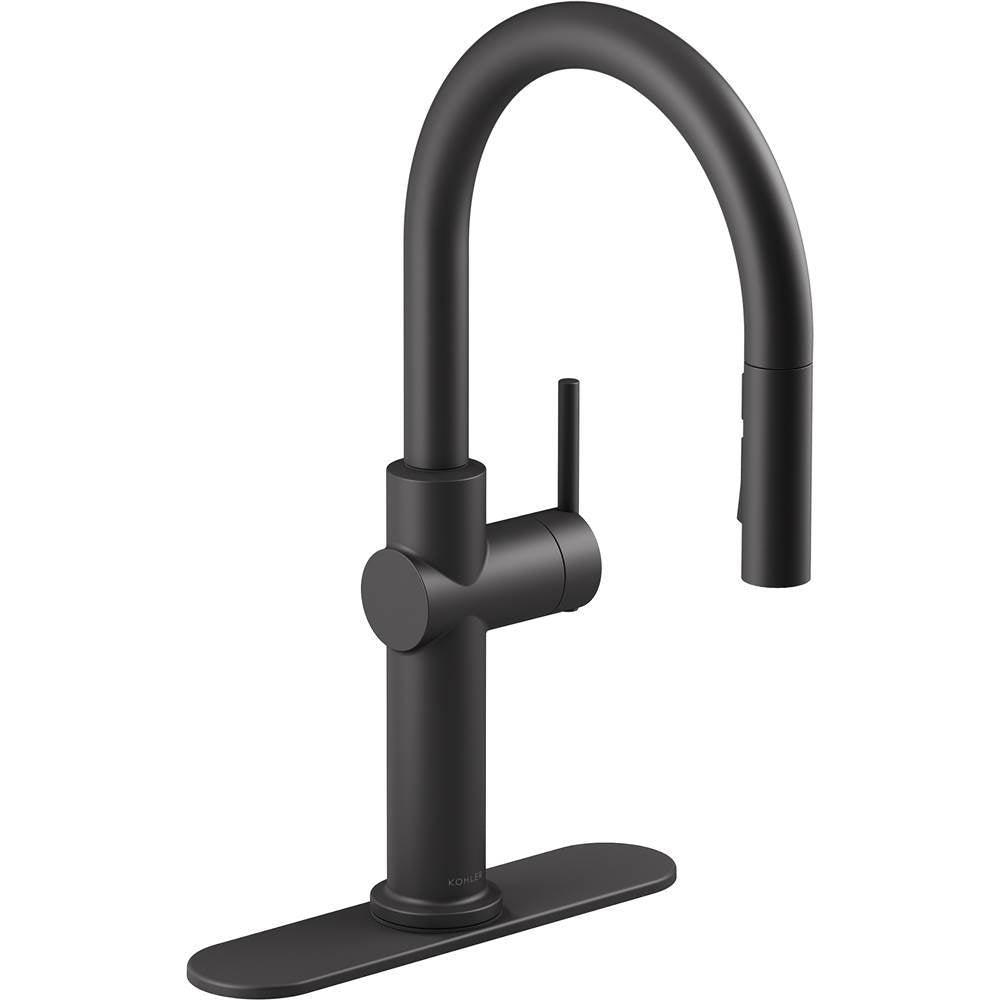 Crue Pull-down kitchen sink faucet with three-function sprayhead