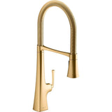 Kohler - Graze Semi-professional kitchen sink faucet with three-function sprayhead - Vibrant Brushed Moderne Brass